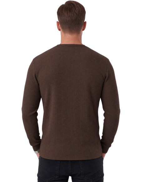 DeepSEA Erkek Slim Fit Likralı Çizgi Dokulu Sweatshirt – Bisiklet Yaka Nakışlı Spor Şık Sweat 2708518