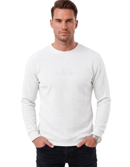 DeepSEA Erkek Slim Fit Jakar Dokulu Sweatshirt – Likralı Yumuşak Dokulu Bisiklet Yaka Nakışlı 2708516