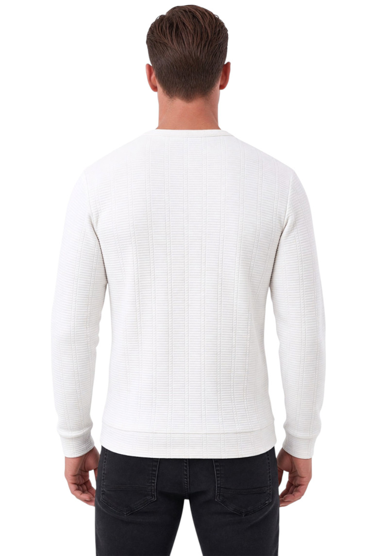 DeepSEA Erkek Slim Fit Likralı Çizgi Dokulu Sweatshirt – Bisiklet Yaka Nakışlı Spor Şık Sweat 2708518