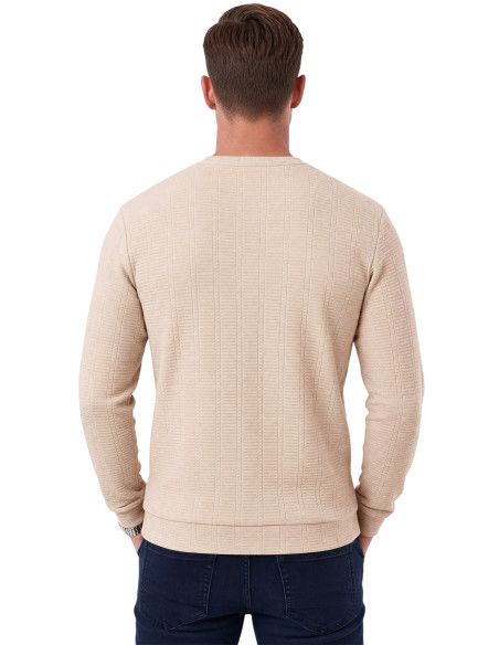 DeepSEA Erkek Slim Fit Likralı Çizgi Dokulu Sweatshirt – Bisiklet Yaka Nakışlı Spor Şık Sweat 2708518