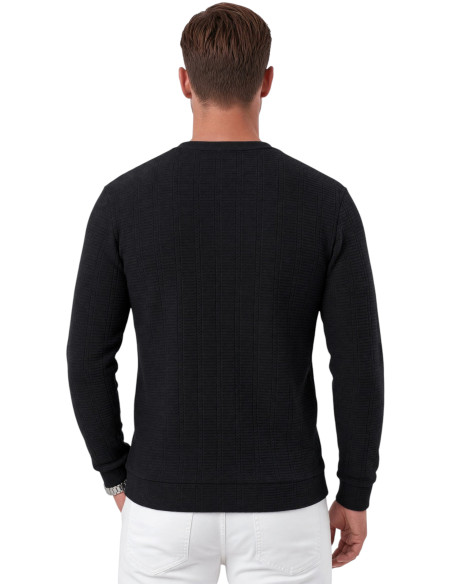DeepSEA Erkek Slim Fit Jakar Dokulu Sweatshirt – Likralı Yumuşak Dokulu Bisiklet Yaka Nakışlı 2708516