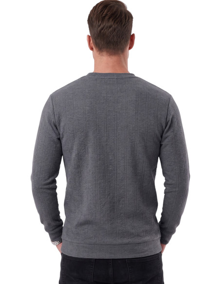 DeepSEA Erkek Slim Fit Jakar Dokulu Sweatshirt – Likralı Yumuşak Dokulu Bisiklet Yaka Nakışlı 2708516