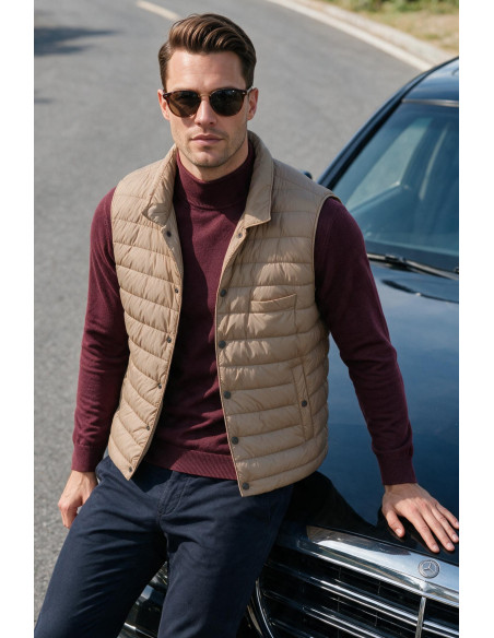 DeepSEA Erkek Slim Fit Su ve Rüzgar Geçirmez Şişme Yelek – Astarlı Dolgulu Dik Yaka Çıtçıtlı 2701708