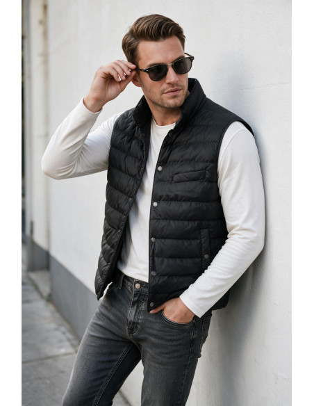DeepSEA Erkek Slim Fit Su ve Rüzgar Geçirmez Şişme Yelek – Astarlı Dolgulu Dik Yaka Çıtçıtlı 2701708