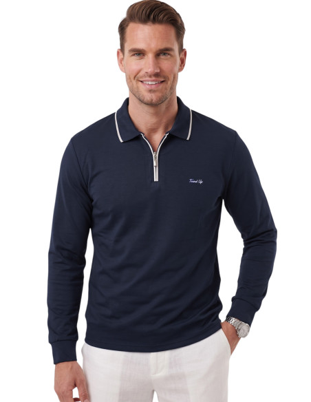 DeepSEA Erkek Slim Fit Tüylenmeyen Fermuarlı Polo Yaka Sweatshirt – Yumuşak Dokulu Sweat 2708517