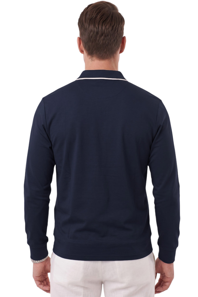 DeepSEA Erkek Slim Fit Tüylenmeyen Fermuarlı Polo Yaka Sweatshirt – Yumuşak Dokulu Sweat 2708517