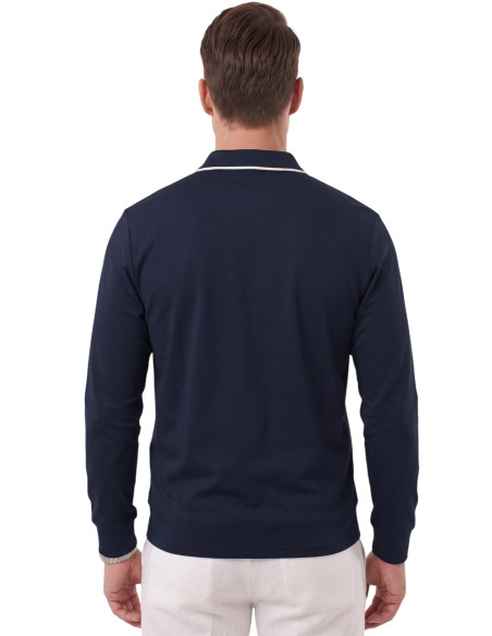 DeepSEA Erkek Slim Fit Tüylenmeyen Fermuarlı Polo Yaka Sweatshirt – Yumuşak Dokulu Sweat 2708517