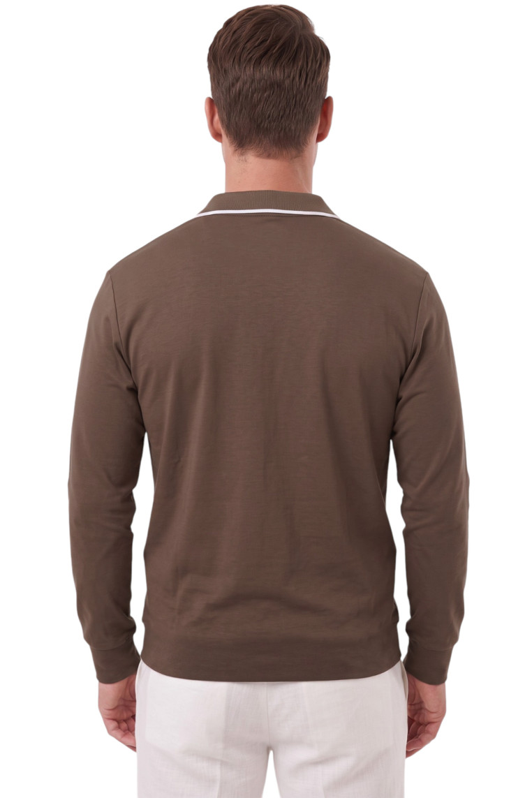 DeepSEA Erkek Slim Fit Dokulu Triko Kazak – Fermuarlı Polo Yaka Likralı Esnek 2708505