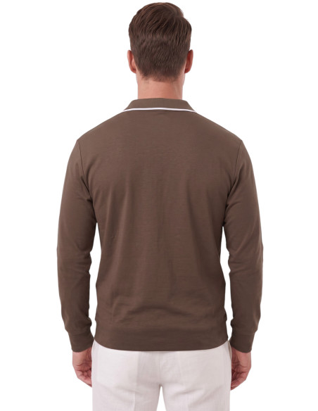 DeepSEA Erkek Slim Fit Dokulu Triko Kazak – Fermuarlı Polo Yaka Likralı Esnek 2708505