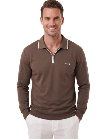 DeepSEA Erkek Slim Fit Dokulu Triko Kazak – Fermuarlı Polo Yaka Likralı Esnek 2708505