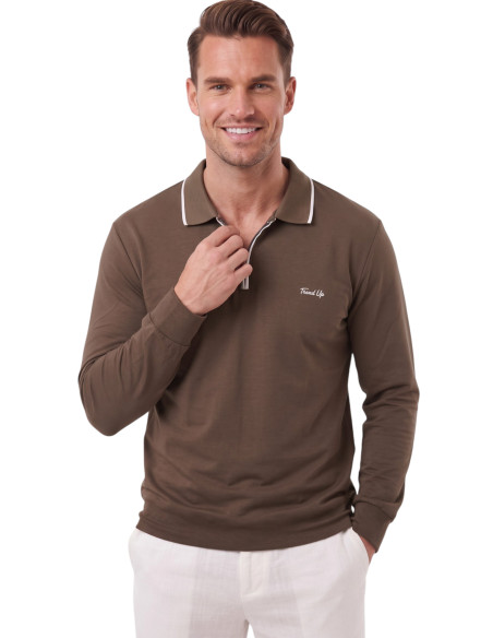 DeepSEA Erkek Slim Fit Tüylenmeyen Fermuarlı Polo Yaka Sweatshirt – Yumuşak Dokulu Sweat 2708517
