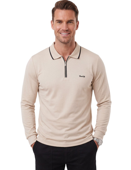DeepSEA Erkek Slim Fit Dokulu Triko Kazak – Fermuarlı Polo Yaka Likralı Esnek 2708505