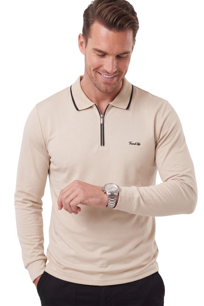 DeepSEA Erkek Slim Fit Tüylenmeyen Fermuarlı Polo Yaka Sweatshirt – Yumuşak Dokulu Sweat 2708517 2