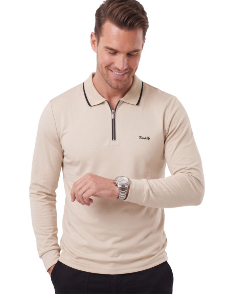 DeepSEA Erkek Slim Fit Dokulu Triko Kazak – Fermuarlı Polo Yaka Likralı Esnek 2708505