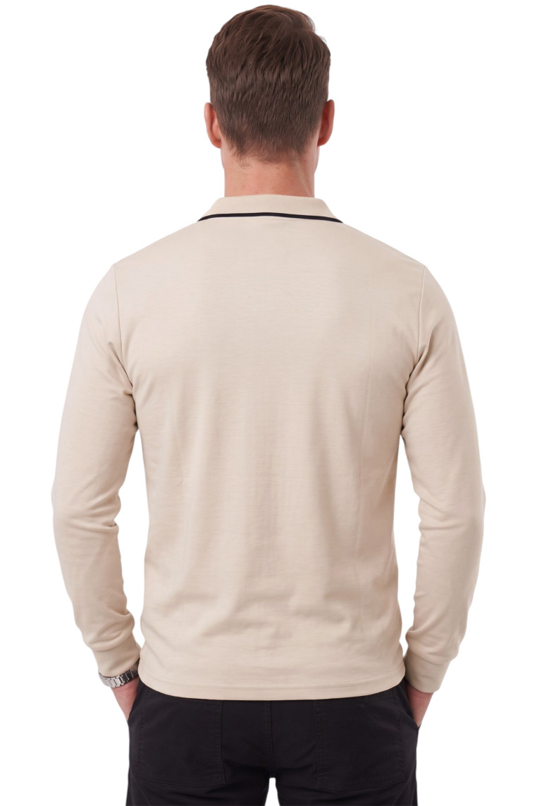 DeepSEA Erkek Slim Fit Dokulu Triko Kazak – Fermuarlı Polo Yaka Likralı Esnek 2708505