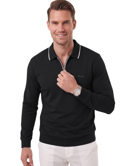 DeepSEA Erkek Slim Fit Tüylenmeyen Fermuarlı Polo Yaka Sweatshirt – Yumuşak Dokulu Sweat 2708517