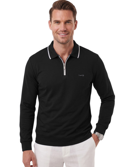 DeepSEA Erkek Slim Fit Dokulu Triko Kazak – Fermuarlı Polo Yaka Likralı Esnek 2708505