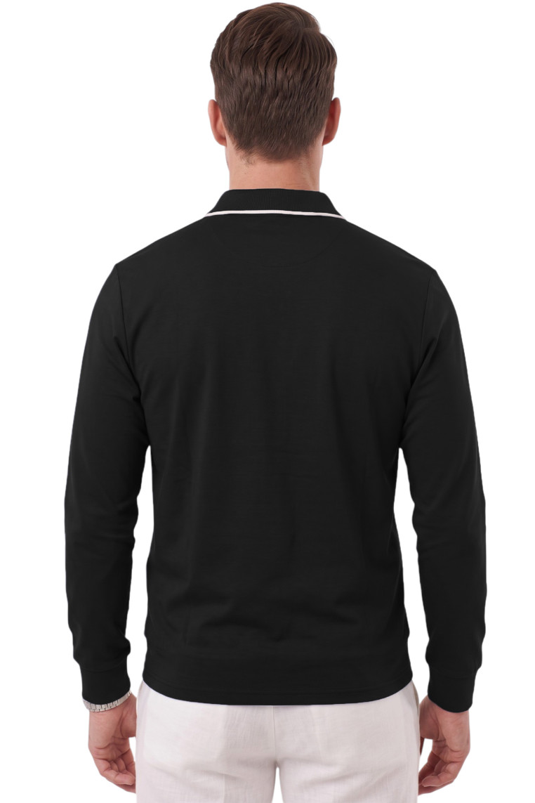 DeepSEA Erkek Slim Fit Dokulu Triko Kazak – Fermuarlı Polo Yaka Likralı Esnek 2708505
