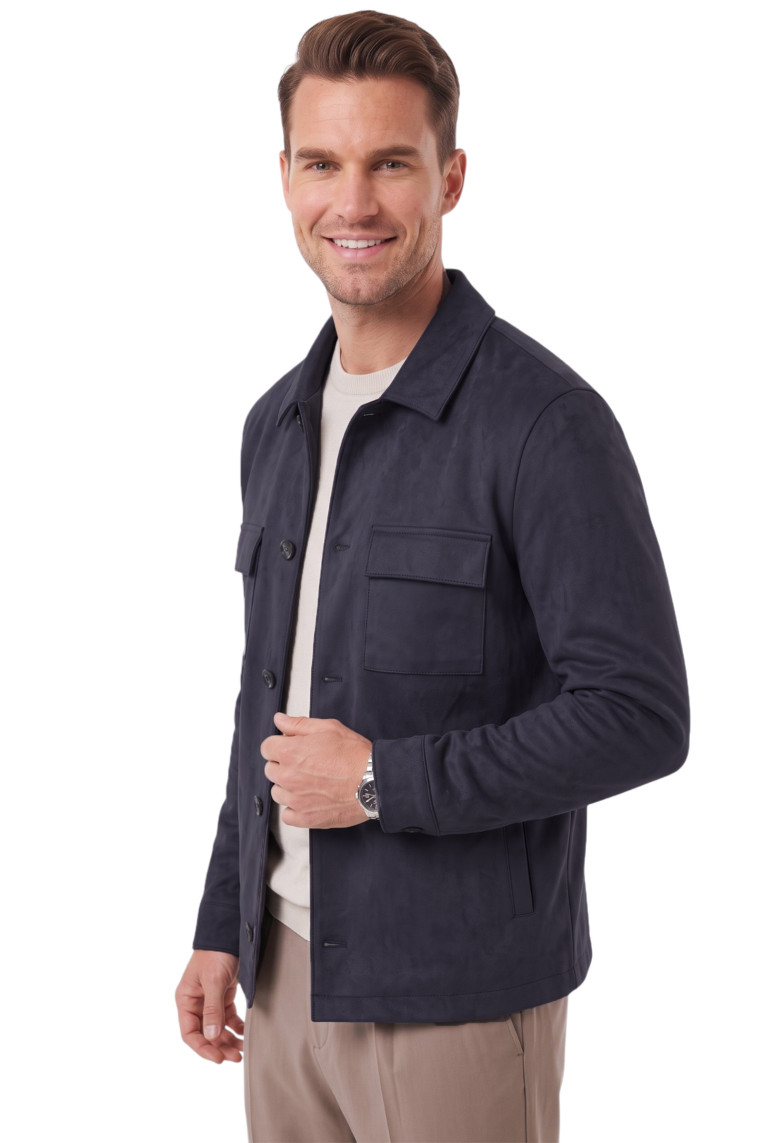 DeepSEA Erkek Slim Fit Tüylenmeyen Kırışmayan Süet Ceket – Astarlı Gömlek Yaka 2704503