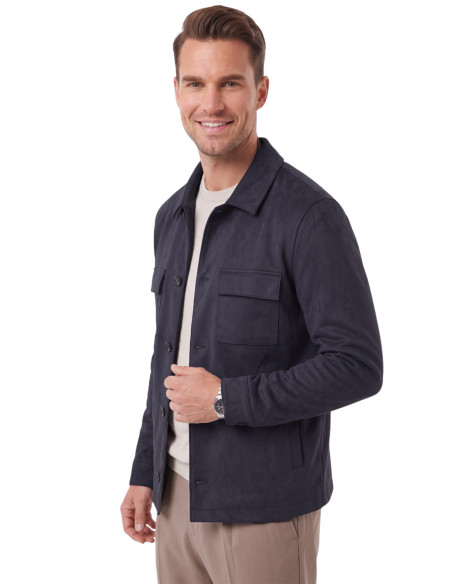 DeepSEA Erkek Slim Fit Tüylenmeyen Kırışmayan Süet Ceket – Astarlı Gömlek Yaka 2704503