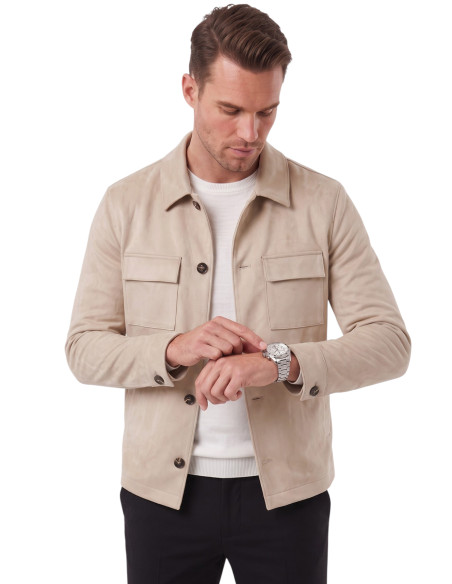 DeepSEA Erkek Slim Fit Tüylenmeyen Kırışmayan Süet Ceket – Astarlı Gömlek Yaka 2704503