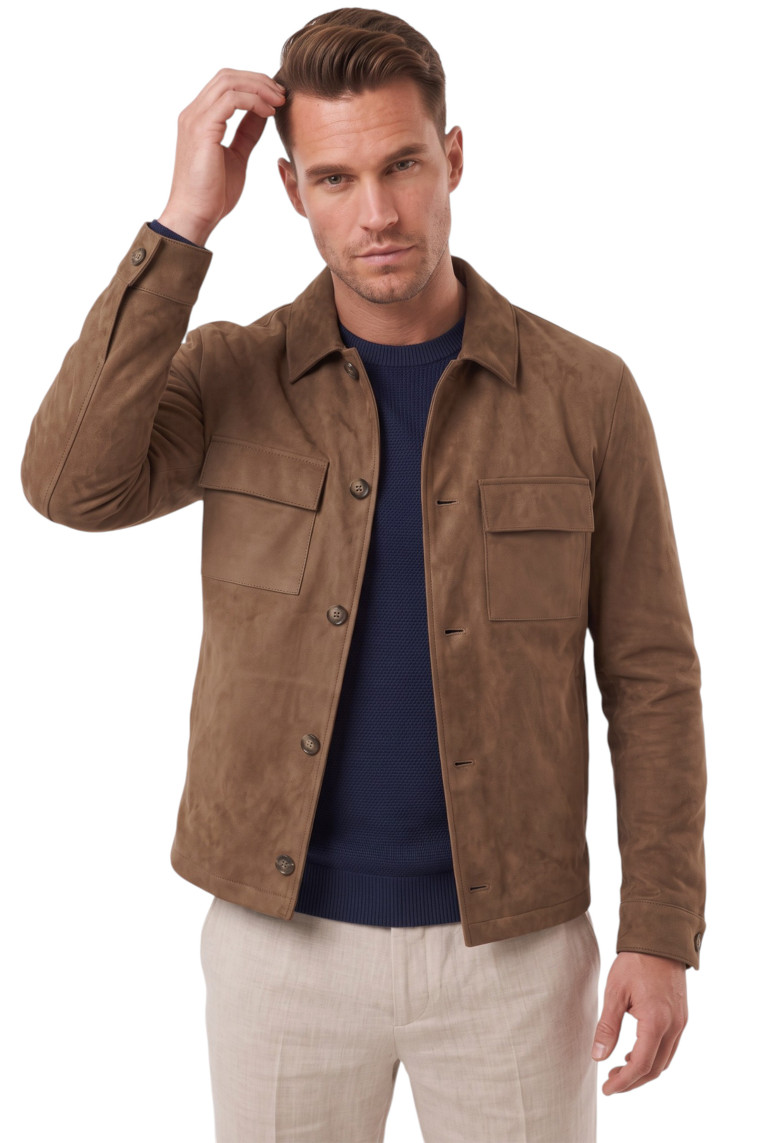 DeepSEA Erkek Slim Fit Tüylenmeyen Kırışmayan Süet Ceket – Astarlı Gömlek Yaka 2704503