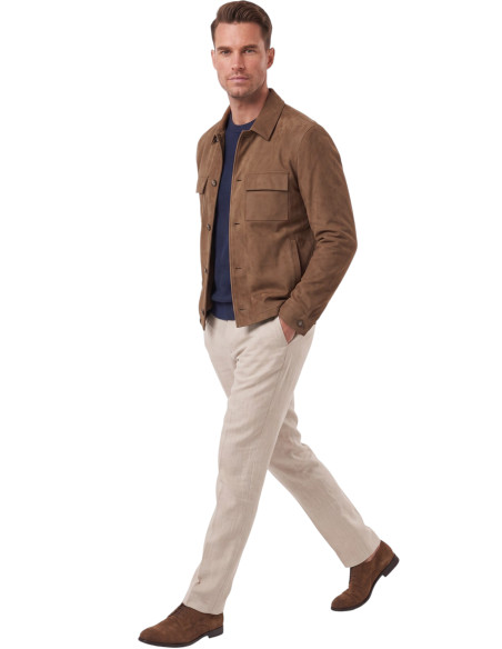DeepSEA Erkek Slim Fit Tüylenmeyen Kırışmayan Süet Ceket – Astarlı Gömlek Yaka 2704503