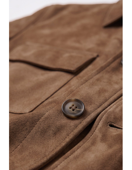 DeepSEA Erkek Slim Fit Tüylenmeyen Kırışmayan Süet Ceket – Astarlı Gömlek Yaka 2704503