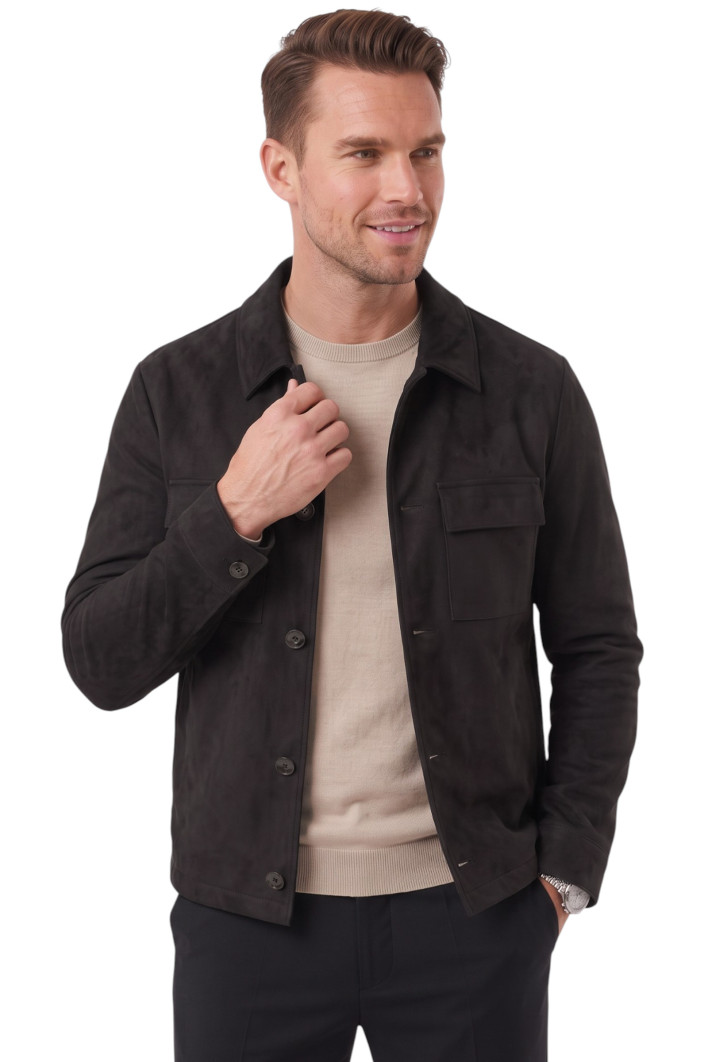 DeepSEA Erkek Slim Fit Tüylenmeyen Kırışmayan Süet Ceket – Astarlı Gömlek Yaka 2704503 2