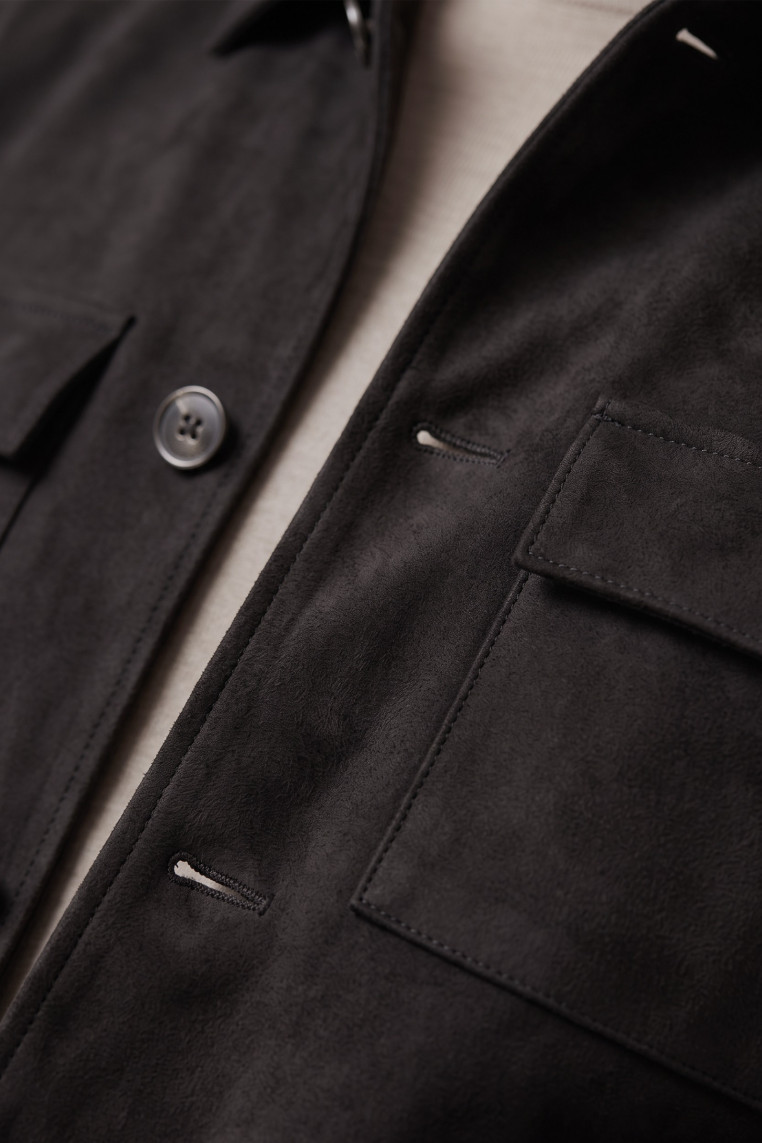 DeepSEA Erkek Slim Fit Tüylenmeyen Kırışmayan Süet Ceket – Astarlı Gömlek Yaka 2704503