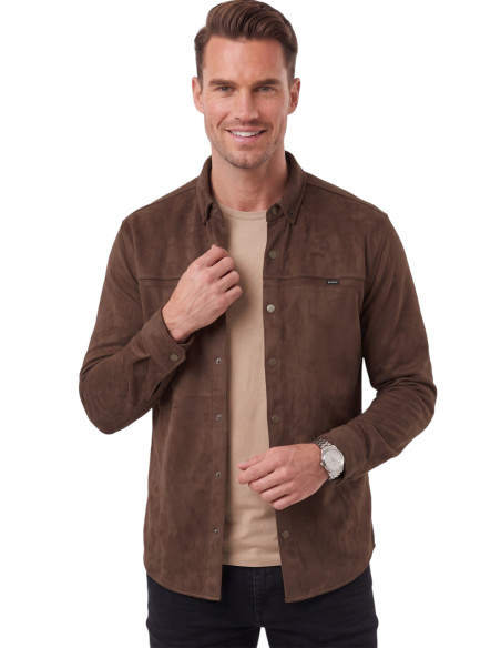 DeepSEA Erkek Regular Fit Tüylenmeyen Kırışmayan Süet Gömlek – Likralı Çıtçıtlı 2500556