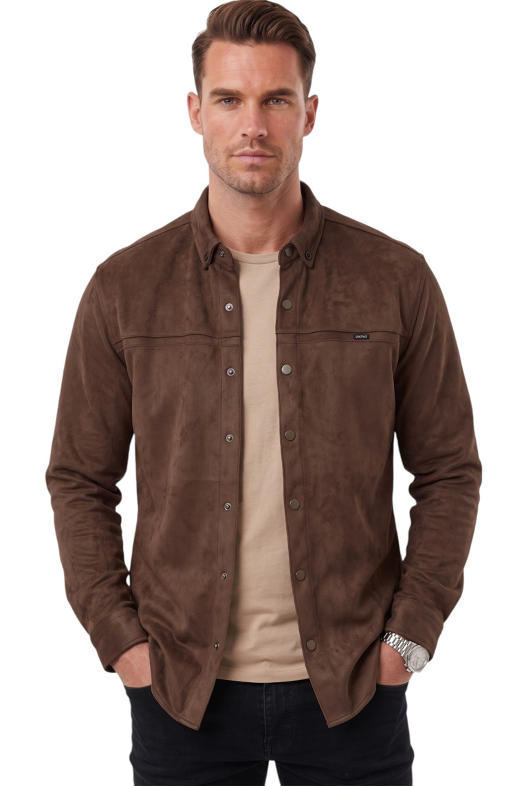 DeepSEA Erkek Regular Fit Tüylenmeyen Kırışmayan Süet Gömlek – Likralı Çıtçıtlı 2500556