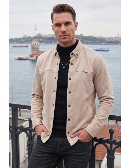 DeepSEA Premium Süet Dokulu Slim Fit Erkek Gömlek - Ceket Formunda 2500556