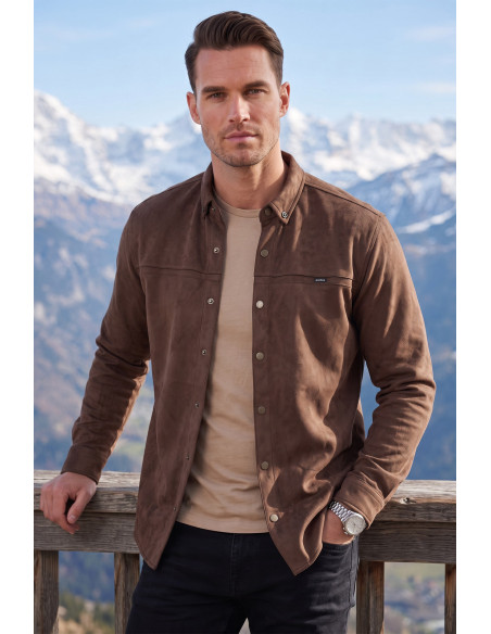 DeepSEA Premium Süet Dokulu Slim Fit Erkek Gömlek - Ceket Formunda 2500556