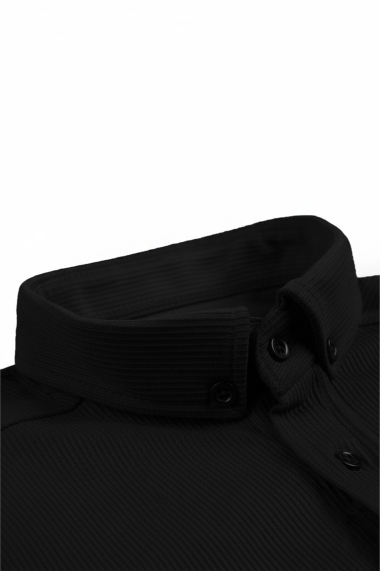 DeepSEA Likralı Kumaşı Fitilli Slim Fit Uzun Kollu Gömlek 2500805
