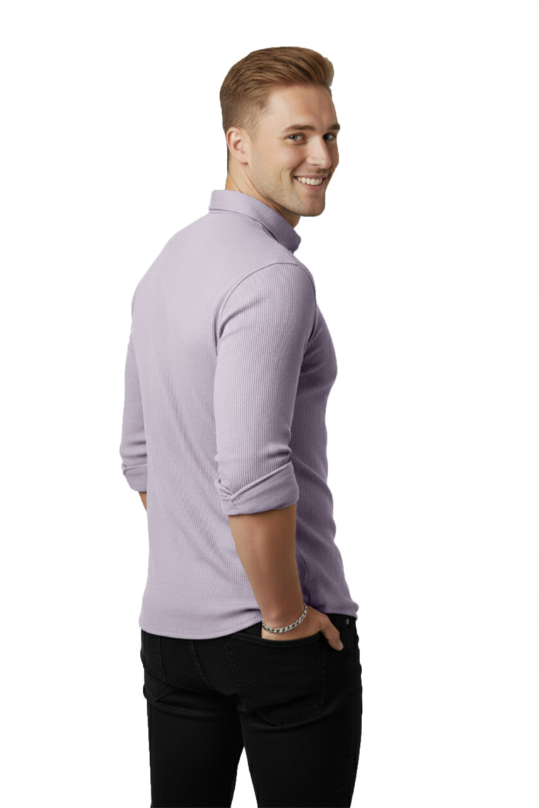 DeepSEA Likralı Kumaşı Fitilli Slim Fit Uzun Kollu Gömlek 2500805