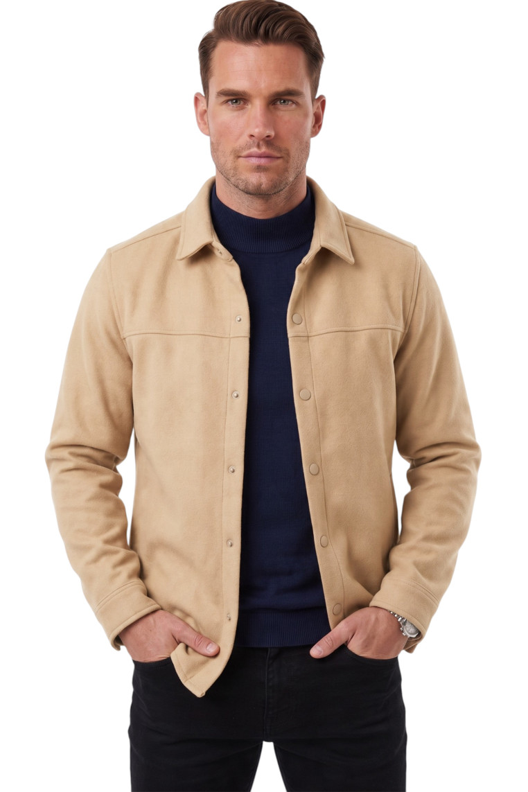 DeepSEA Erkek Regular Fit Likralı Kaşe Ceket – Yumuşak Dokulu Çıtçıtlı Cepsiz 2600760