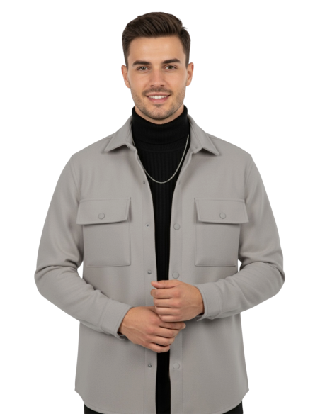 DeepSEA  Erkek Kaşe Ceket Mont – Rahat Kesim Cepli Çıtçıtlı Ceket 2500559