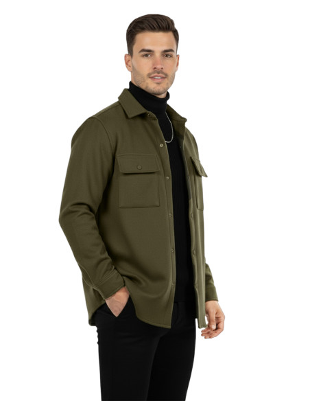 DeepSEA  Erkek Kaşe Ceket Mont – Rahat Kesim Cepli Çıtçıtlı Ceket 2500559