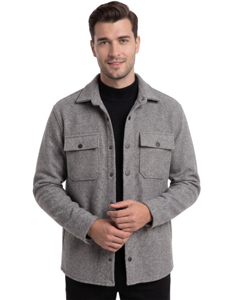 DeepSEA  Erkek Kaşe Ceket Mont – Rahat Kesim Cepli Çıtçıtlı Ceket 2500559