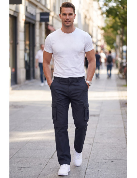 DeepSEA Erkek Relaxed Fit Bol Kesim Likralı Outdoor Kargo Pantolon – Çok Cepli Geniş Paça 1705421