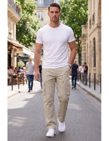 DeepSEA Erkek Relaxed Fit Bol Kesim Likralı Outdoor Kargo Pantolon – Çok Cepli Geniş Paça 1705421