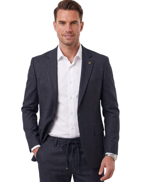 DeepSEA Erkek Slim Fit Kırçıllı Takım Elbise – İpli Lastikli Pantolon Spor Şık Takım Elbise 2701841