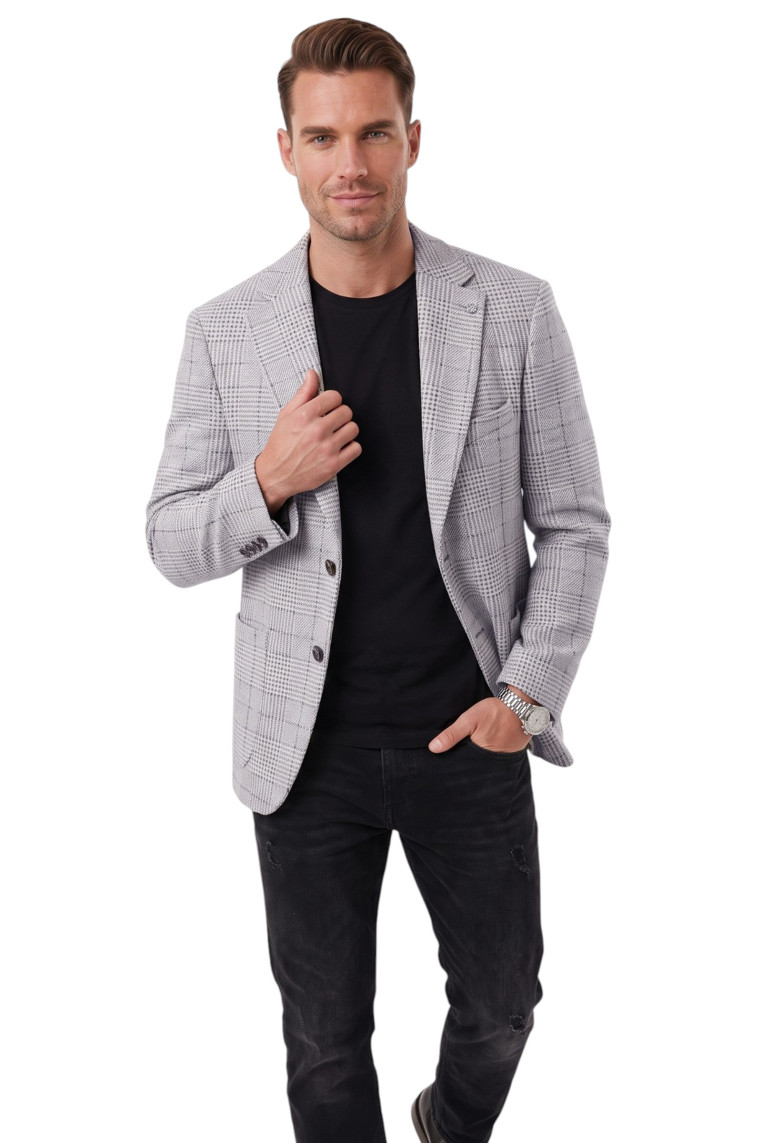 DeepSEA Erkek Slim Fit Ekose Blazer Ceket – Astarlı Kışlık Şık Spor Ceket 2702420