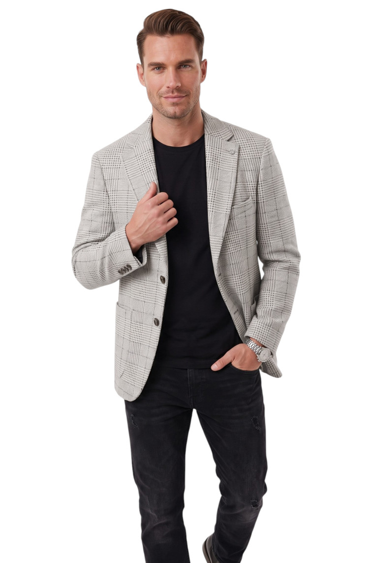 DeepSEA Erkek Slim Fit Likralı Blazer Ceket – Gofre Dokulu Esnek Çift Düğmeli Spor Ceket 2600813