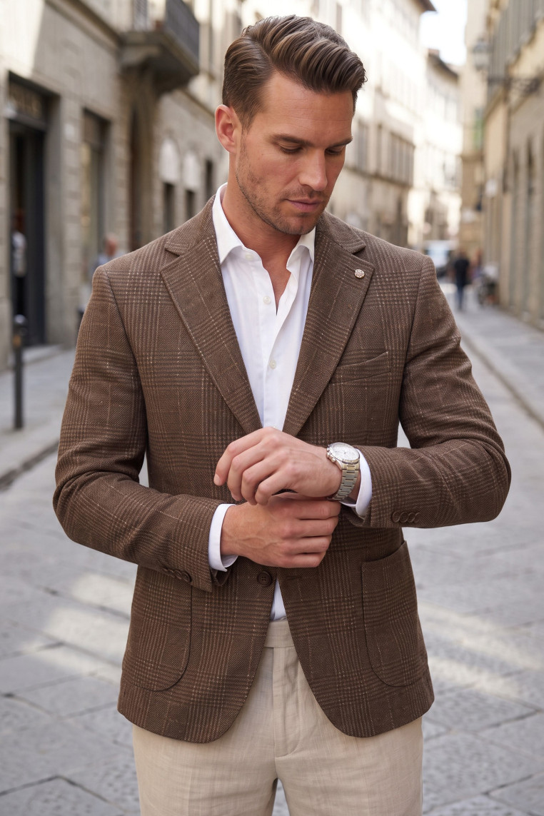 DeepSEA Erkek Slim Fit Ekose Blazer Ceket – Astarlı Kışlık Şık Spor Ceket 2702420