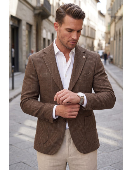 DeepSEA Erkek Slim Fit Likralı Blazer Ceket – Gofre Dokulu Esnek Çift Düğmeli Spor Ceket 2600813