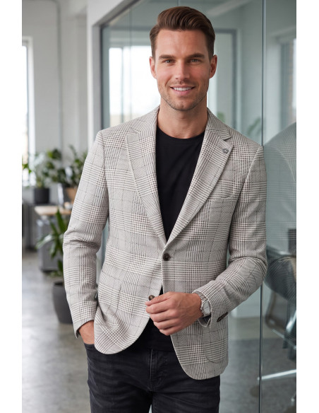 DeepSEA Erkek Slim Fit Likralı Blazer Ceket – Gofre Dokulu Esnek Çift Düğmeli Spor Ceket 2600813