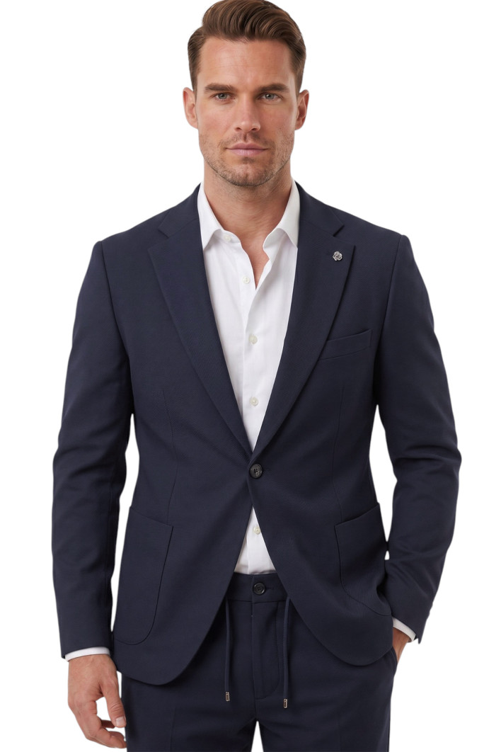 DeepSEA Kare Desenli Slim Fit Erkek Takım Elbise – Çift Düğme Çift Yırtmaç 2’li Takım 2600821 2