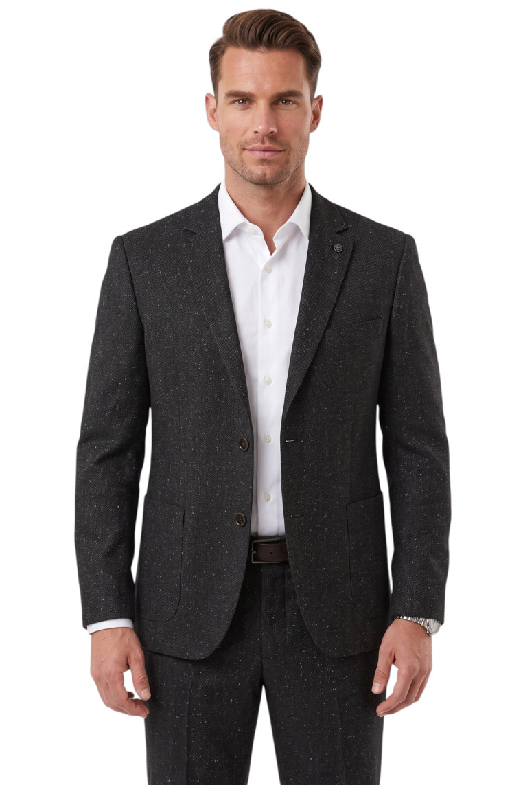 DeepSEA Erkek Slim Fit Balıksırtı Kırçıllı Kışlık Takım Elbise – Çift Düğmeli Spor Şık 2703329